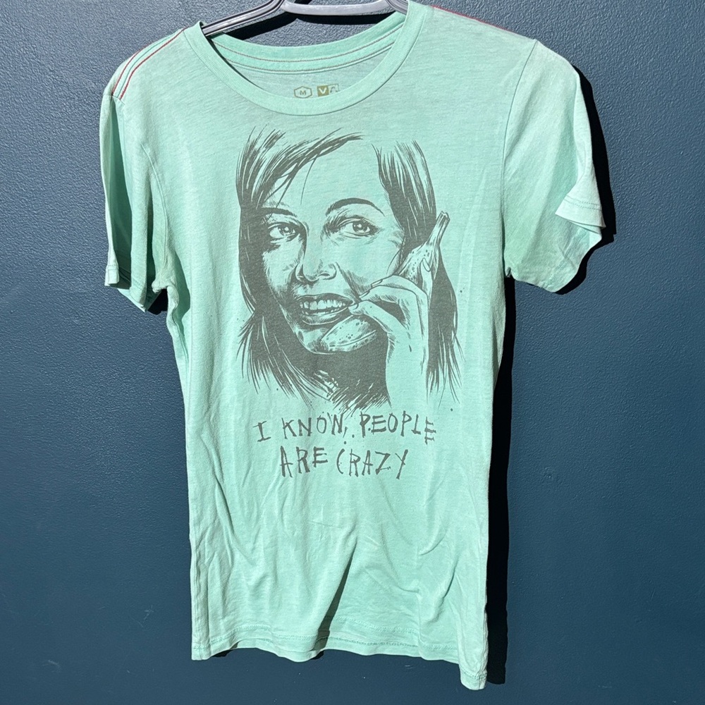 RVCA Special Edition “Ben Horton”Mint Green “I Know People are Crazy”Graphic Tee